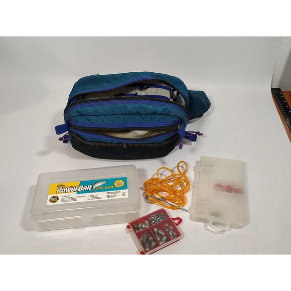 VTG 90s Patagonia Teal Blue Purple Nylon Waist‎ Pack Bag Fanny Pack Made in USA - Picture 5 of 13